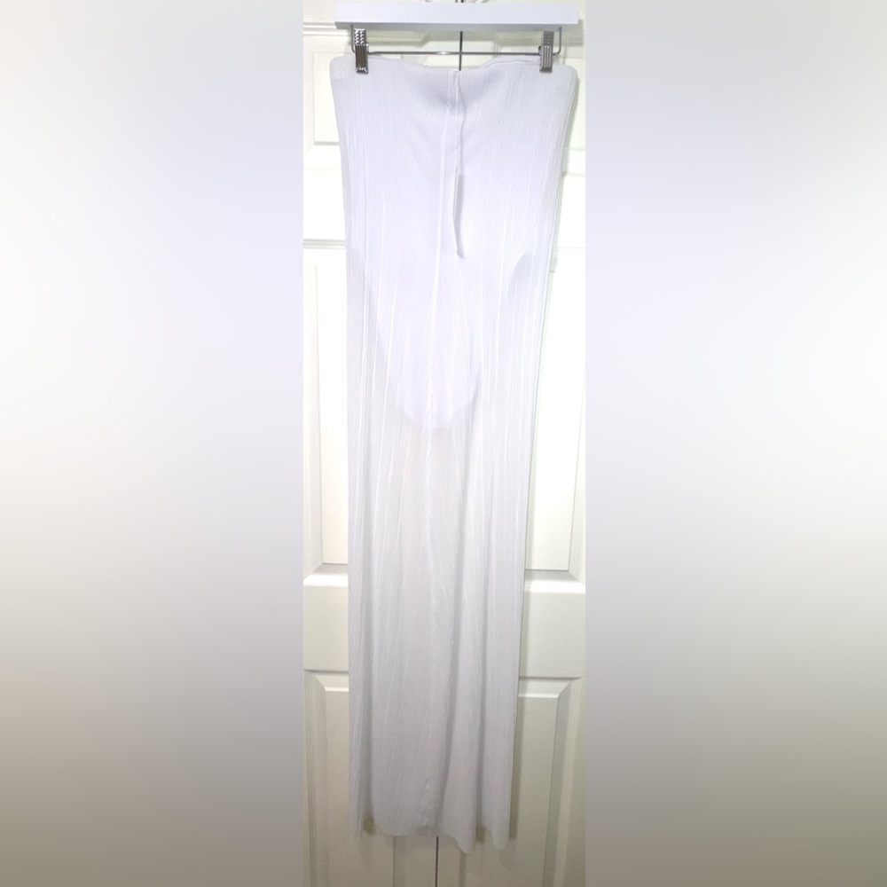 Natalie Rolt Strapless White Maxi Sheer Dress Gown Built-In Bodysuit Nwt Size 2 — image 4 of 8